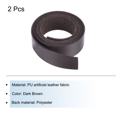 Harfington Leather Straps Strip Belt 2cm(0.8" Width) 100cm(40" Length) Leather Strips String Dark Brown for DIY Craft, Jewelry, Key Chains, Pack of 2