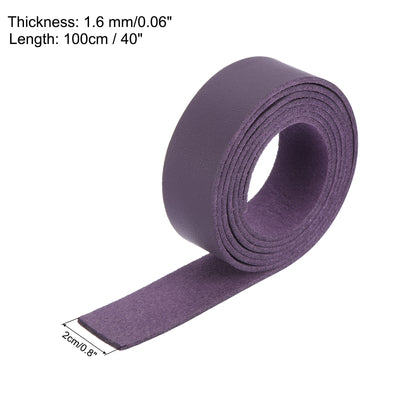 Harfington Leather Straps Strip Belt 2cm(0.8" Width) 100cm(40" Length) Leather Strips String Purple for DIY Craft, Jewelry, Key Chains