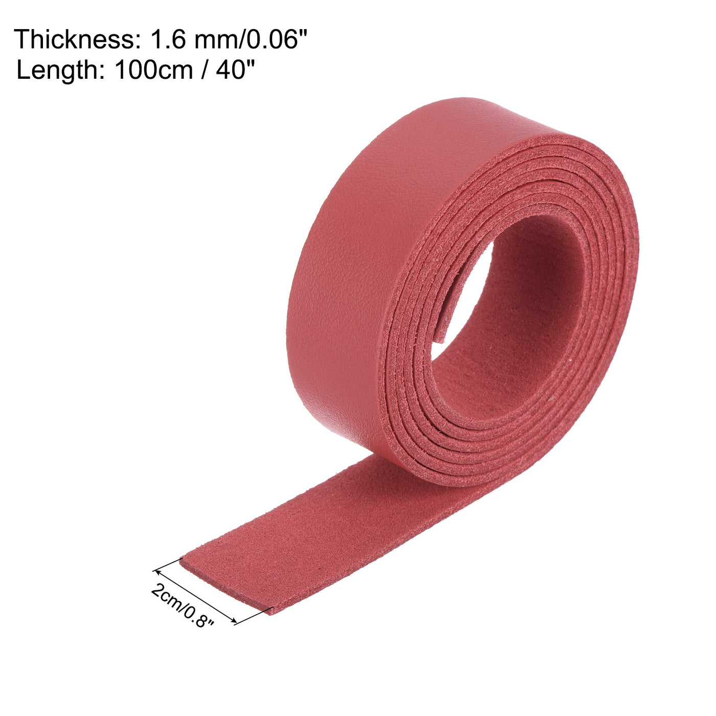 Harfington Leather Straps Strip Belt 2cm(0.8" Width) 100cm(40" Length) Leather Strips String Bright Red for DIY Craft, Jewelry, Key Chains