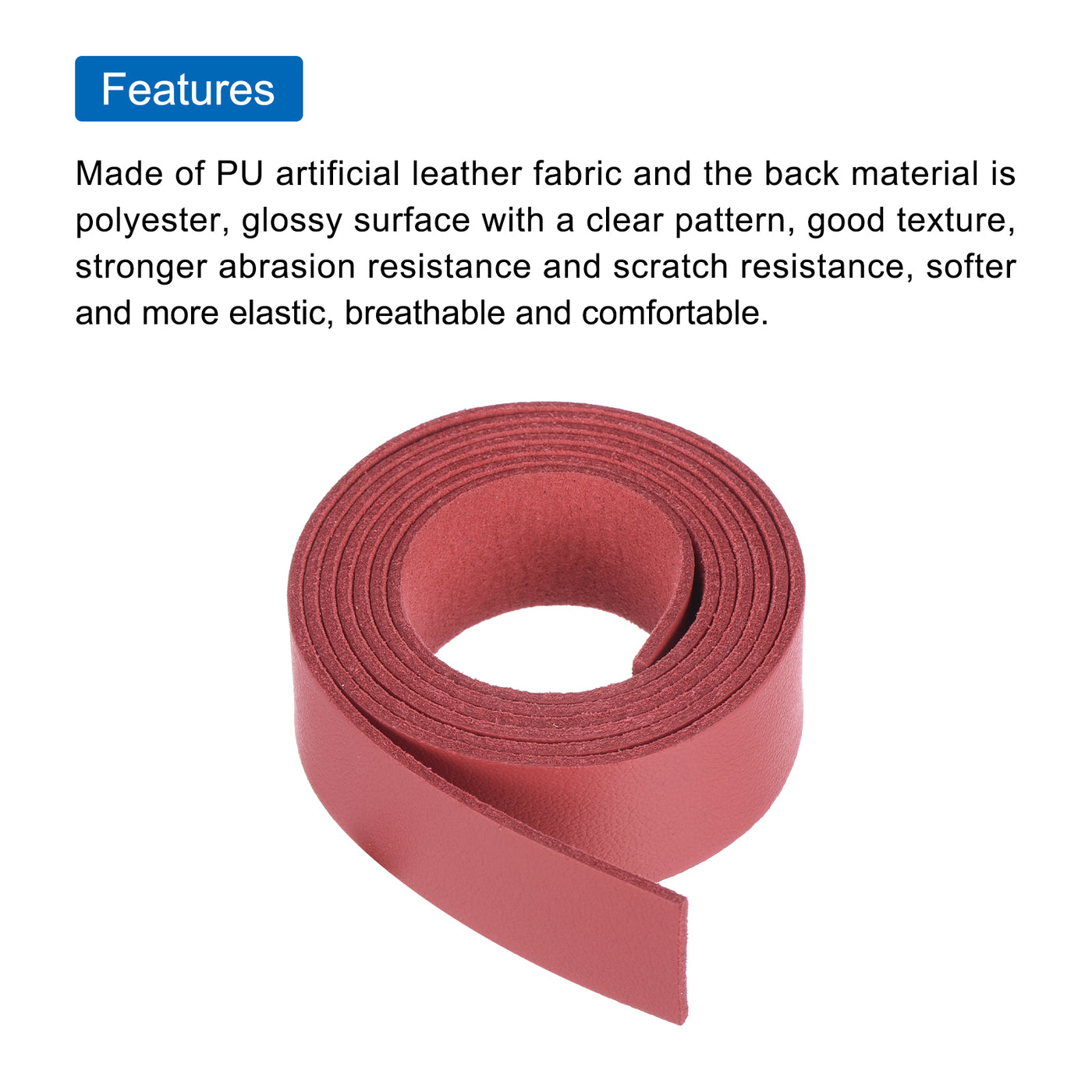 Harfington Leather Straps Strip Belt 2cm(0.8" Width) 100cm(40" Length) Leather Strips String Bright Red for DIY Craft, Jewelry, Key Chains