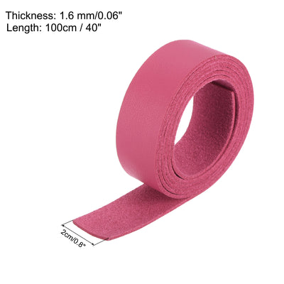 Harfington Leather Straps Strip Belt 2cm(0.8" Width) 100cm(40" Length) Leather Strips String Bright Pink for DIY Craft, Jewelry, Key Chains