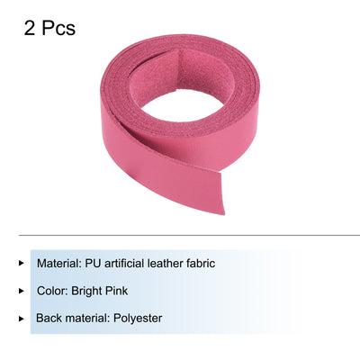 Harfington Leather Straps Strip Belt 2cm(0.8" Width) 100cm(40" Length) Leather Strips String Bright Pink for DIY Craft, Jewelry, Key Chains, Pack of 2