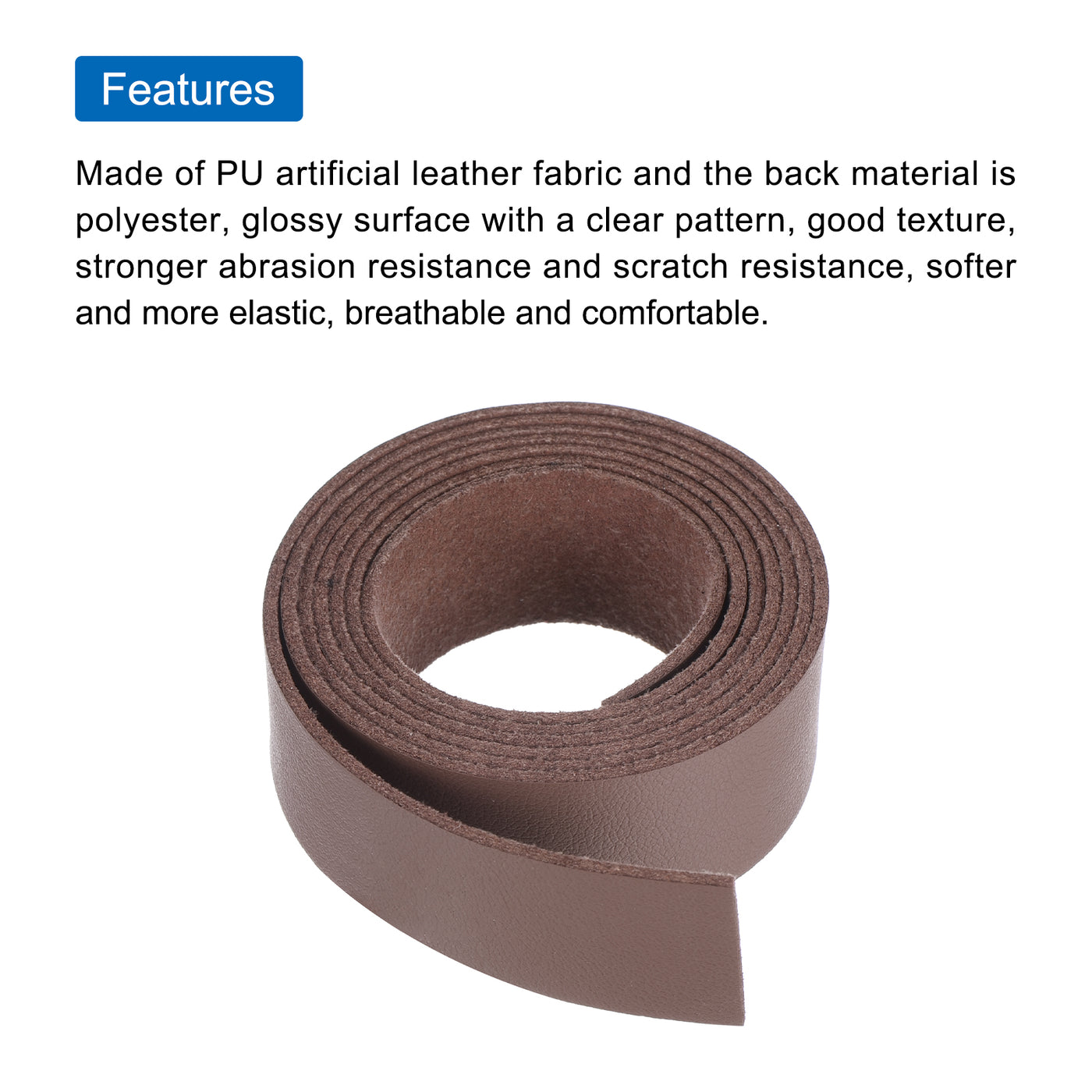 Harfington Leather Straps Strip Belt 2cm(0.8" Width) 100cm(40" Length) Leather Strips String Brown for DIY Craft, Jewelry, Key Chains