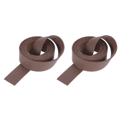 Harfington Leather Straps Strip Belt 2cm(0.8" Width) 100cm(40" Length) Leather Strips String Brown for DIY Craft, Jewelry, Key Chains, Pack of 2