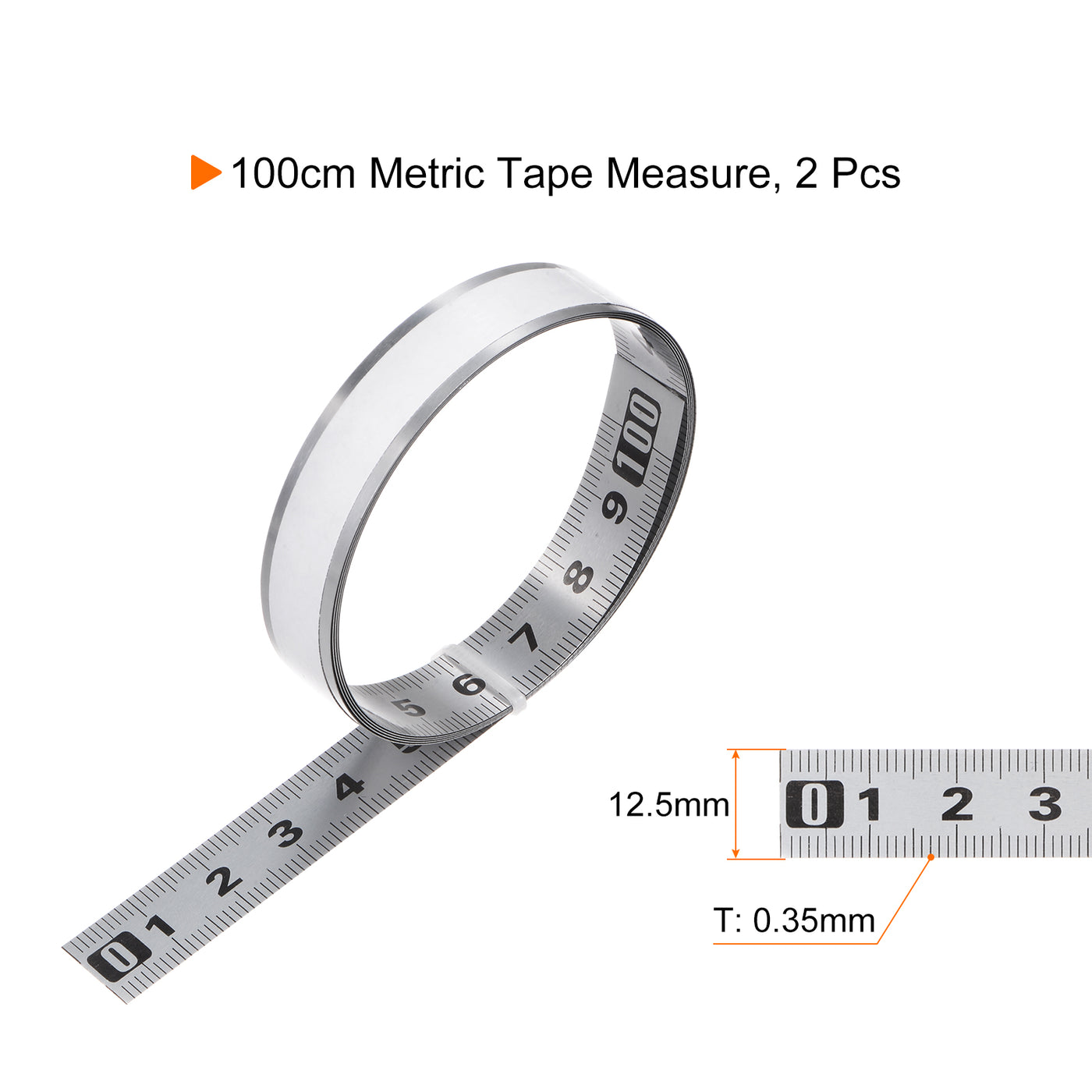 Harfington 2pcs Self-Adhesive Measuring Tape 100cm Metric Left to Right