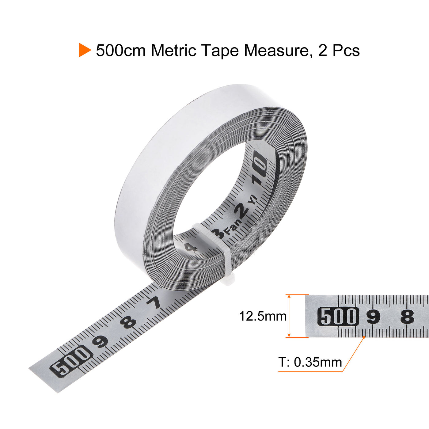 Harfington 2 Stück Selbstklebende Maßband 500cm Metrische Edelstahl Rechts-Nach-Links Verbreitert Metall Klebrige Stahl Werkbank Lineal