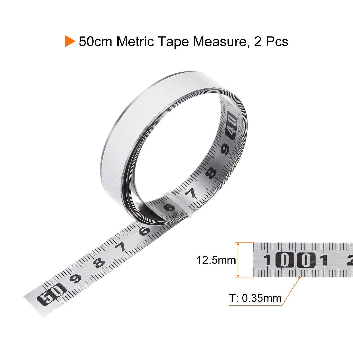 Harfington 2 Stück Selbstklebende Maßband 50cm Metrische Edelstahl Mitte zu Beide Seite Lesen Metall Klebrige Stahl Werkbank Lineal