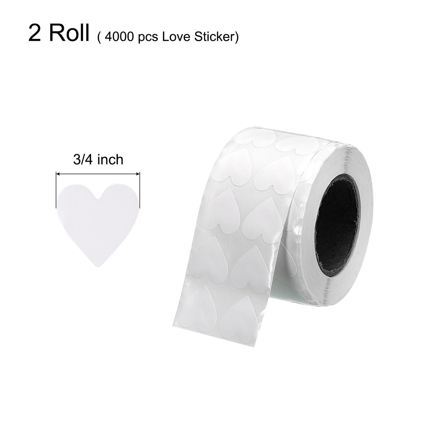 Harfington Heart Shaped Sticker 3/4" Self-Adhesive Love Label White 4000 Pcs