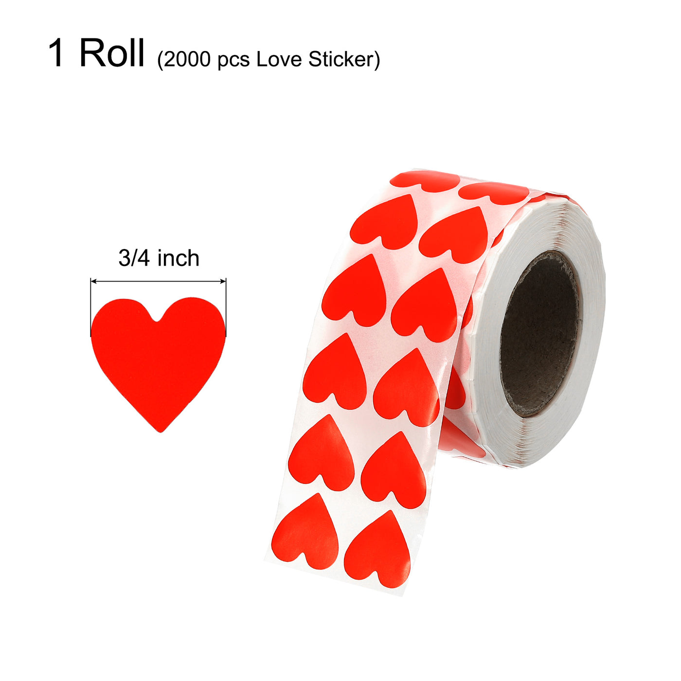 Harfington Heart Shaped Sticker 3/4" Self-Adhesive Love Label Red 2000 Pcs