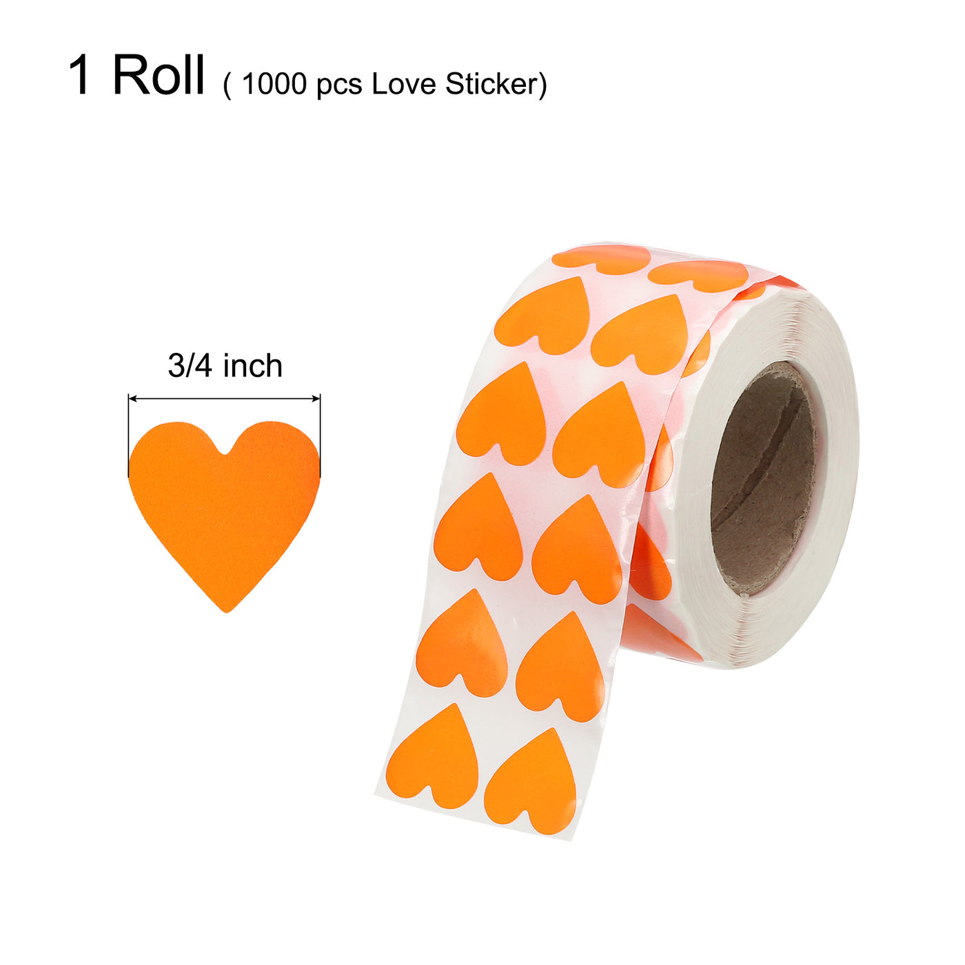 Harfington Heart Shaped Sticker 3/4" Self-Adhesive Love Label Orange 2000 Pcs