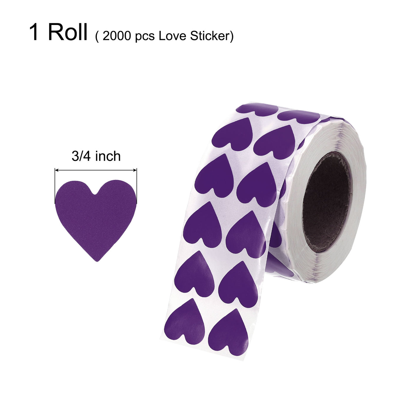 Harfington Heart Shaped Sticker 3/4" Self-Adhesive Love Label Purple 2000 Pcs