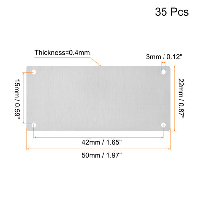 Harfington Uxcell 50x22mm Stainless Steel Blank Tags Engraving Blanks with 4 Hole, 35Pcs (Silver)