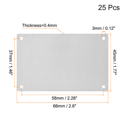 Harfington Uxcell 66x45mm Stainless Steel Blank Tags Engraving Blanks with 4 Hole, 25Pcs (Silver)