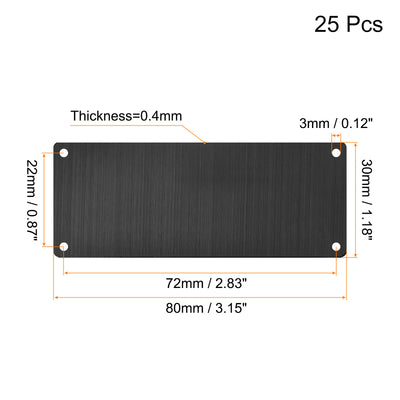 Harfington Uxcell 80x30mm Stainless Steel Blank Tags Engraving Blanks with 4 Hole 25Pcs(Dark Gray)