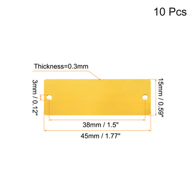 Harfington Uxcell 10Stk 45x15x0.3mm Aluminium Leere Etiketten Rechteck Gravur Rohlinge Karte mit 2 Loch für Maschinen Namensschild Heimwerker Etikett Anhänger (Gold Ton)