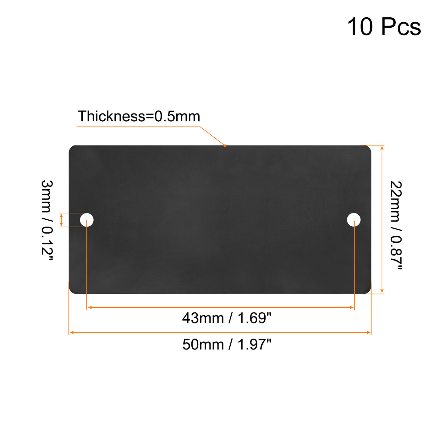 uxcell Uxcell 50x22x0.5mm Aluminium Blank Tags Engraving Blanks with 2 Hole, 10Pcs (Black)