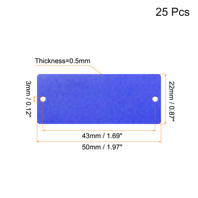 Harfington Uxcell 50x22x0.5mm Aluminium Blank Tags Engraving Blanks with 2 Hole, 25Pcs (Navy Blue)