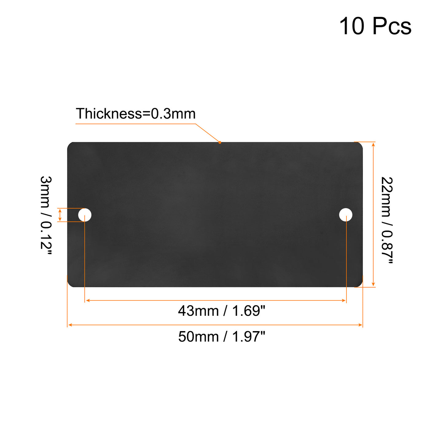 uxcell Uxcell 10Stk 50x22x0.3mm Aluminium Leere Etiketten Rechteck Gravur Rohlinge Karte mit 2 Loch für Maschinen Namensschild Heimwerker Etikett Anhänger (Schwarz)