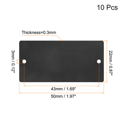 Harfington Uxcell 10Stk 50x22x0.3mm Aluminium Leere Etiketten Rechteck Gravur Rohlinge Karte mit 2 Loch für Maschinen Namensschild Heimwerker Etikett Anhänger (Schwarz)