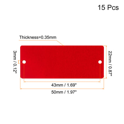 Harfington Uxcell 50x22x0.35mm Aluminium Blank Tags Engraving Blanks with 2 Hole, 15Pcs (Red)