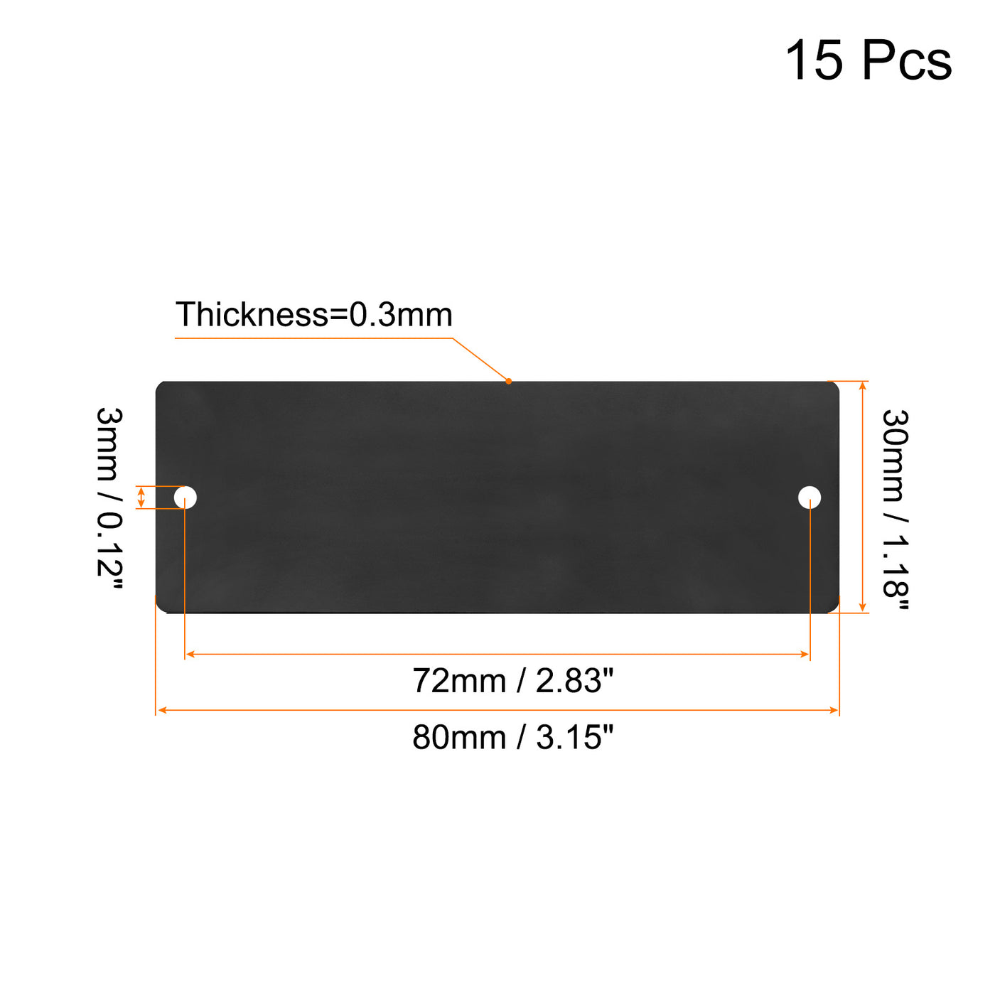 uxcell Uxcell 80x30x0.3mm Aluminium Blank Tags Engraving Blanks with 2 Hole, 15Pcs (Black)