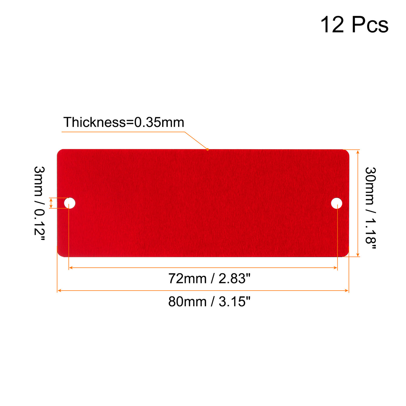 uxcell Uxcell 80x30x0.35mm Aluminium Blank Tags Engraving Blanks with 2 Hole, 12Pcs (Red)