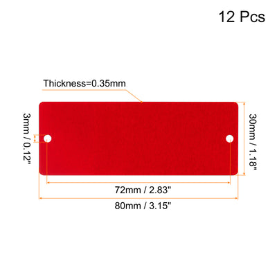 Harfington Uxcell 80x30x0.35mm Aluminium Blank Tags Engraving Blanks with 2 Hole, 12Pcs (Red)