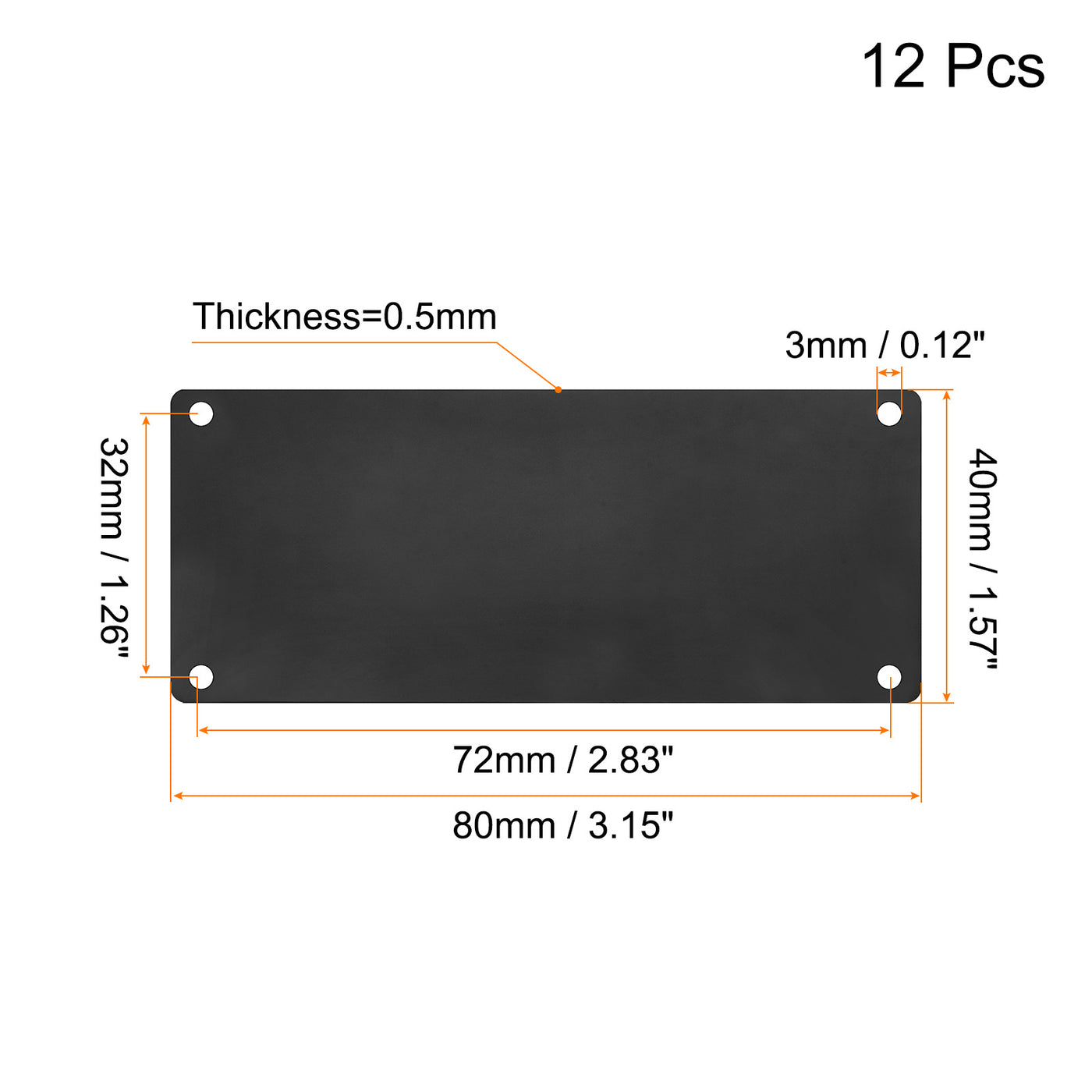 uxcell Uxcell 80x40x0.5mm Aluminium Blank Tags Engraving Blanks with 4 Hole, 12Pcs (Black)