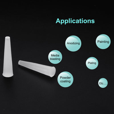 Harfington Silikon Gummi Konisch Stecker 3mm bis 6mm Solid Weiß 25mm Höhe für Pulverisierung Lackierung Eloxierung Beschichtung Sandstrahlen Labor Verwendung