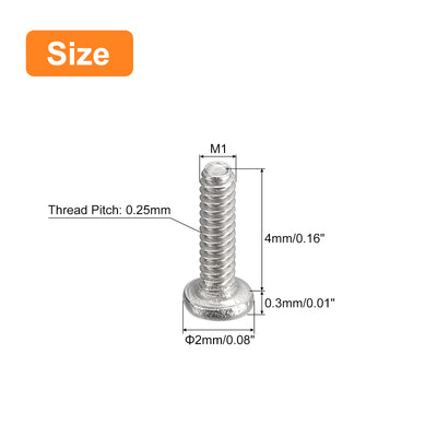 Harfington Uxcell M1-0.25 x 4mm 100Pcs Metal Flat Round Head Screws Phillips Drive Machine Bolt