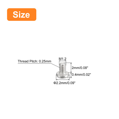 Harfington Uxcell M1.2-0.25 x 2mm 100Pcs Metal Flat Round Head Screws Phillips Drive Machine Bolt