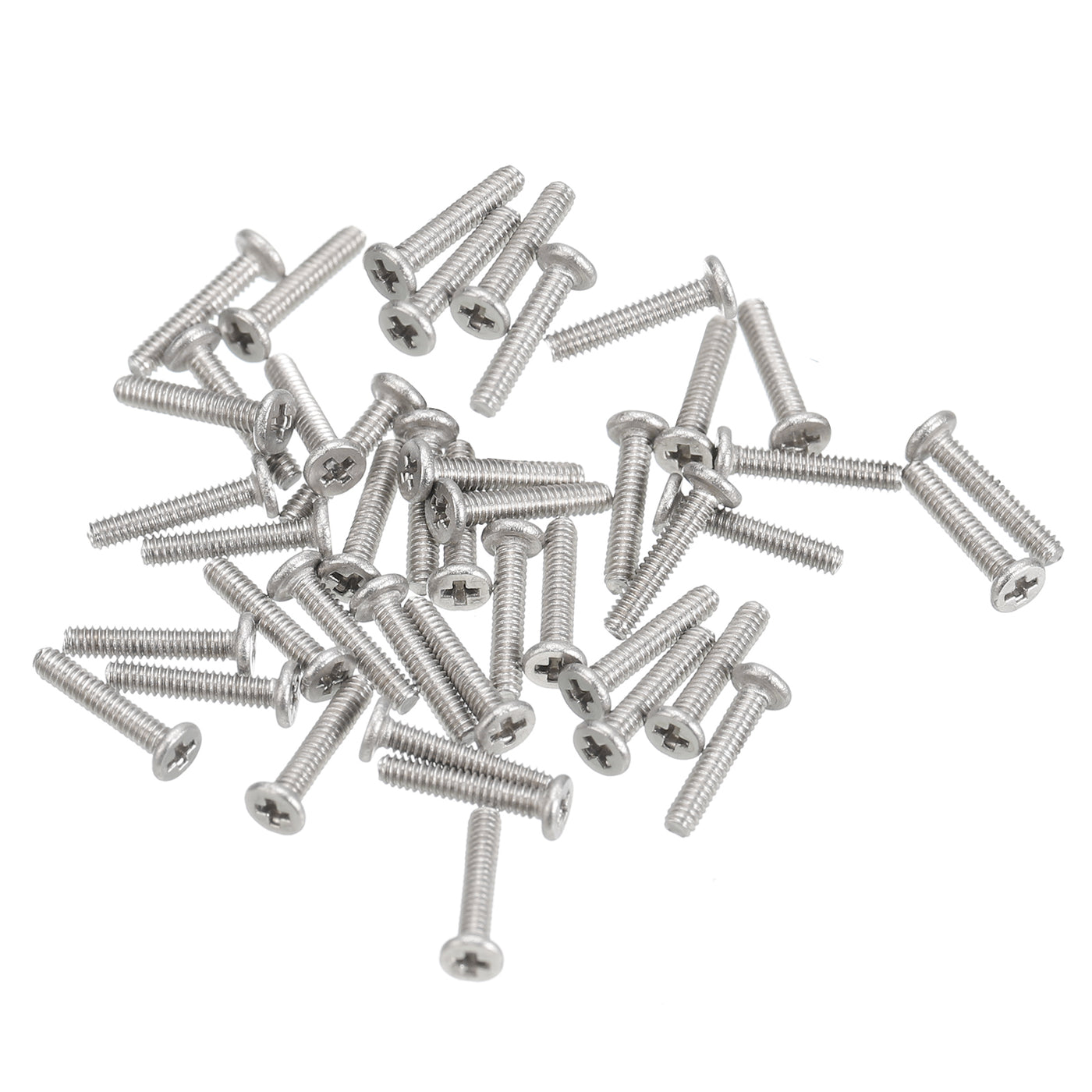 uxcell Uxcell M1.2-0.25 x 6mm 100Pcs Metal Flat Round Head Screws Phillips Drive Machine Bolt