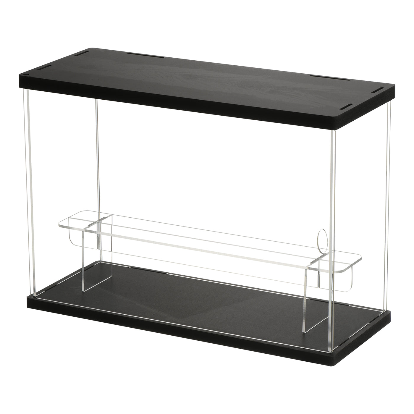 Harfington 2 Tier Acrylic Display Case with LED Light, Transparent Dustproof Showcase Display Boxes for Collectibles, Action Figures, Black