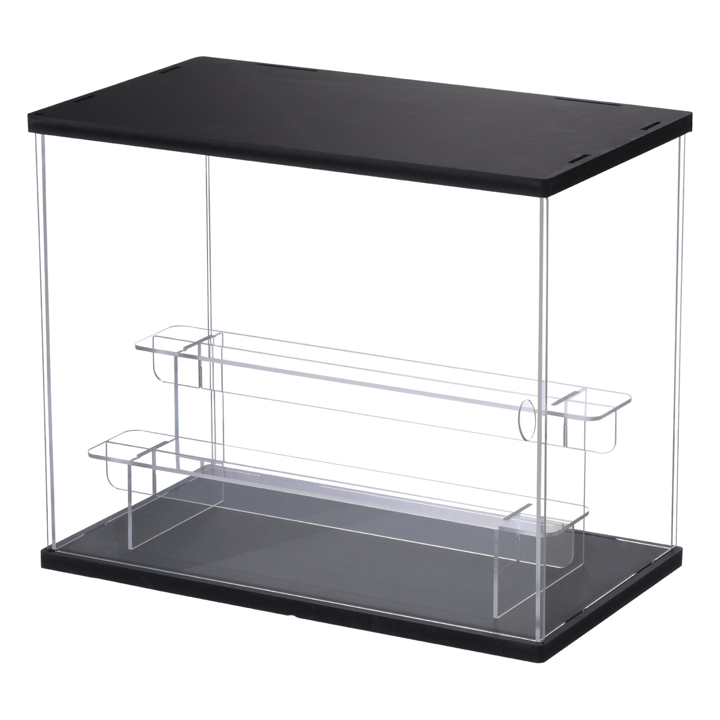 Harfington 3 Tier Acrylic Display Case with LED Light, Transparent Dustproof Showcase Display Boxes for Collectibles, Action Figures, Black