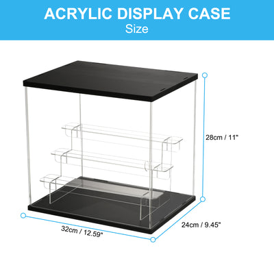 Harfington 4 Tier Acrylic Display Case with LED Light, Transparent Dustproof Showcase Display Boxes for Collectibles, Action Figures, Black