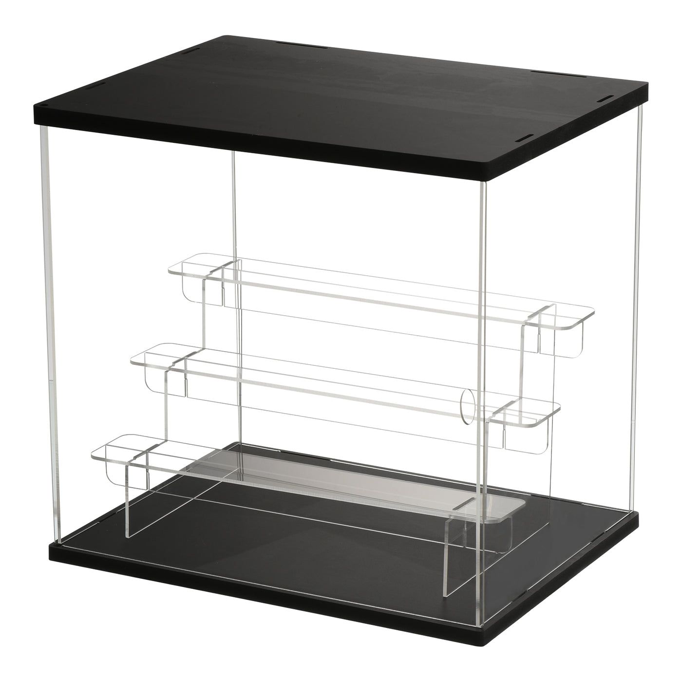 Harfington 4 Tier Acrylic Display Case with LED Light, Transparent Dustproof Showcase Display Boxes for Collectibles, Action Figures, Black