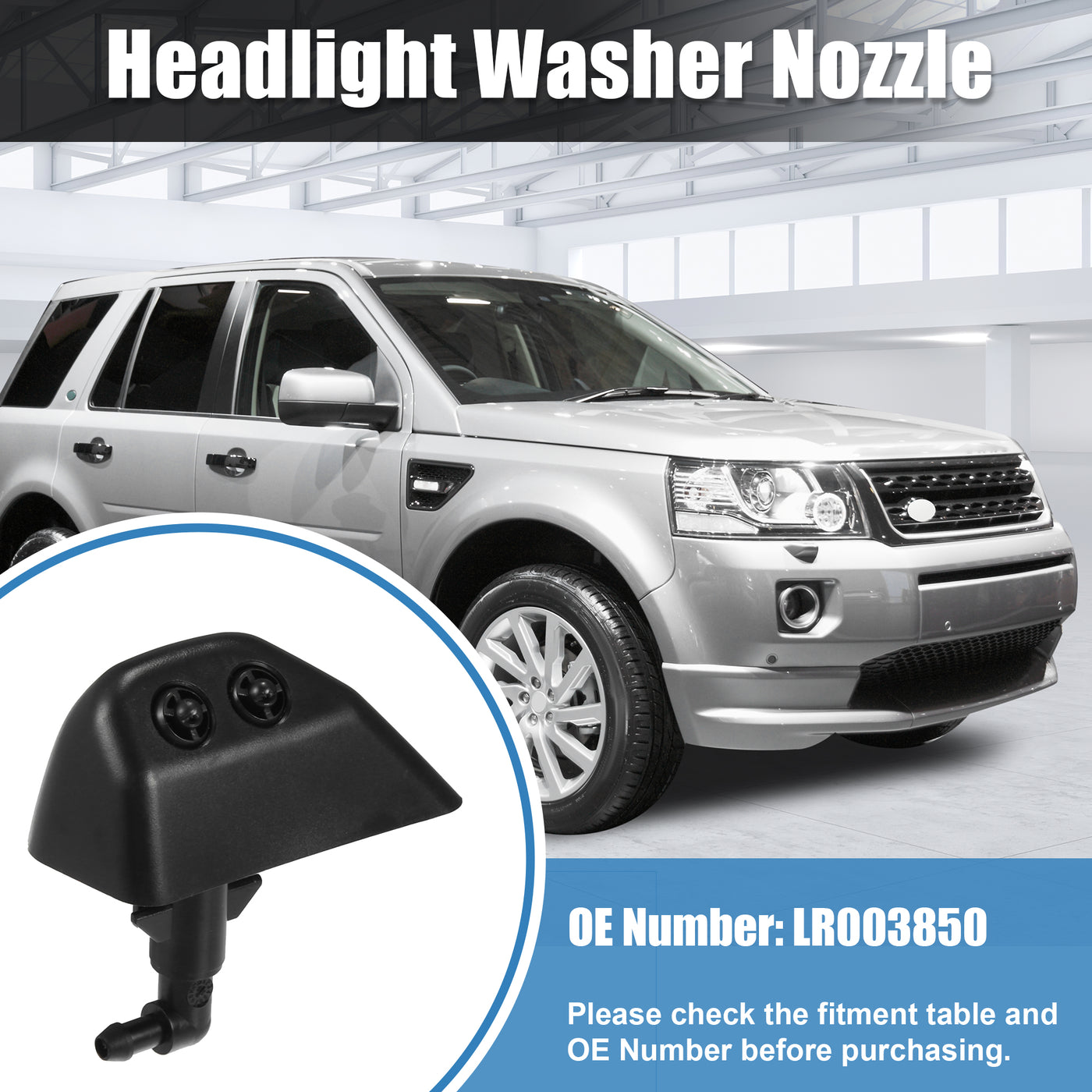 X AUTOHAUX Headlight Washer Nozzle Jet Spray Front Right Passenger Side LR003850 for Land Rover LR2 2008-2013 Black