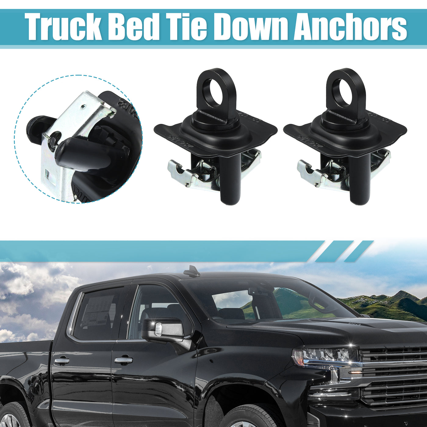 X AUTOHAUX 2pcs Truck Bed Tie Down Anchors 23146899 Replacement for Chevrolet Silverado 1500 2014-2023 Truck Bed Cargo Tie Downs for GMC Sierra 1500 2014-2023