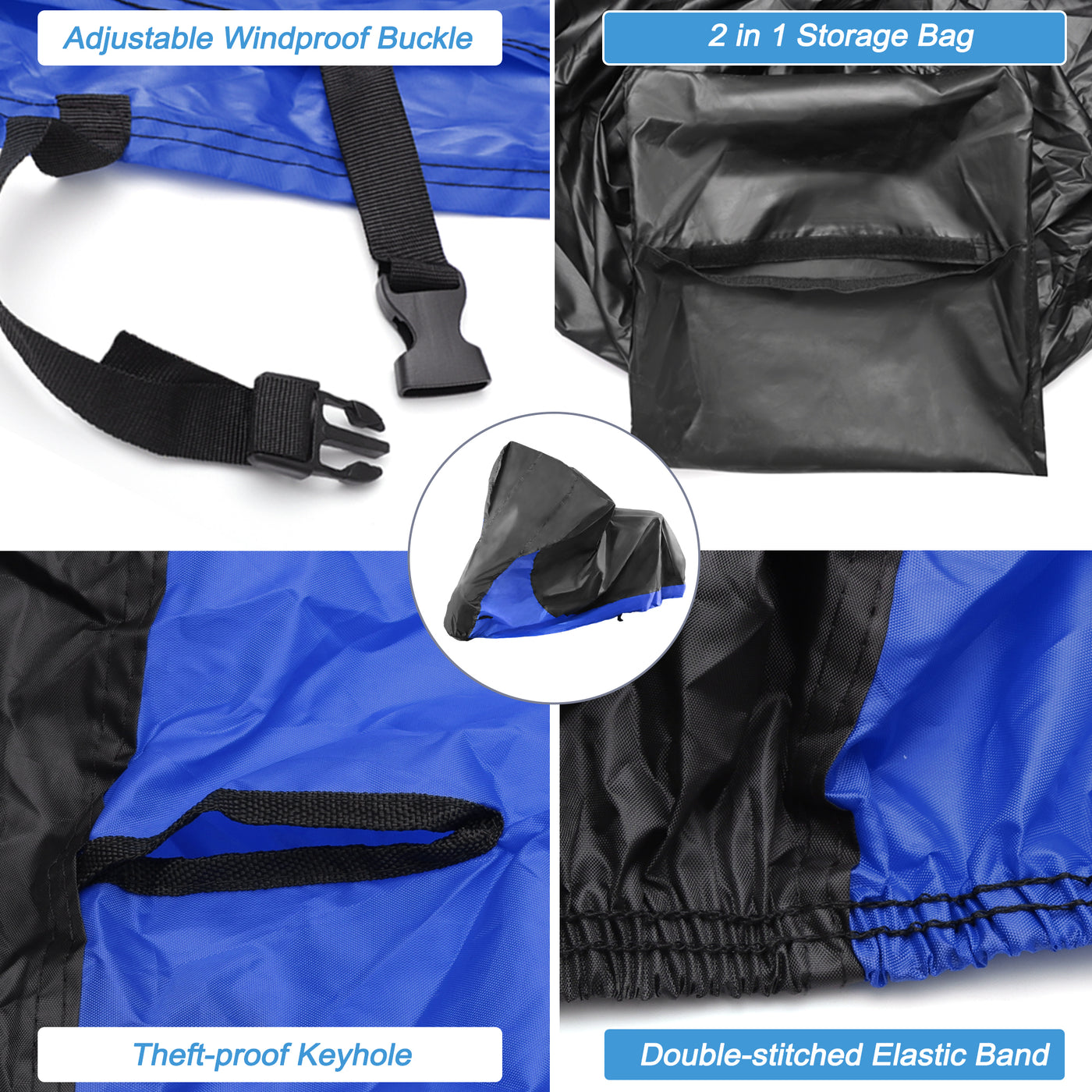 X AUTOHAUX Motorcycle Cover 2 in 1 Storage Bag Motorbike Cover Waterproof Rain Dust Protector for Harley Sportster Iron 883 Street 750 Forty-Eight Cruiser Scooter Dirt Bike Models Black Blue