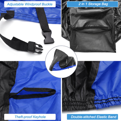 Harfington Motorcycle Cover 2 in 1 Storage Bag Motorbike Cover Waterproof Rain Dust Protector for Harley Sportster Iron 883 Street 750 Forty-Eight Cruiser Scooter Dirt Bike Models Black Blue