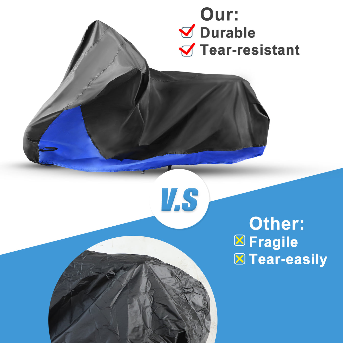 X AUTOHAUX Motorcycle Cover 2 in 1 Storage Bag Motorbike Cover Waterproof Rain Dust Protector for Harley Sportster Iron 883 Street 750 Forty-Eight Cruiser Scooter Dirt Bike Models Black Blue