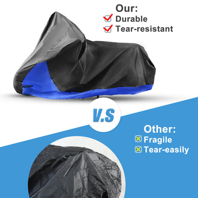 Harfington Motorcycle Cover 2 in 1 Storage Bag Motorbike Cover Waterproof Rain Dust Protector for Harley Sportster Iron 883 Street 750 Forty-Eight Cruiser Scooter Dirt Bike Models Black Blue