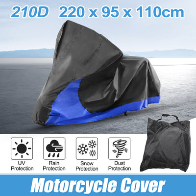 Harfington Motorcycle Cover 2 in 1 Storage Bag Motorbike Cover Waterproof Rain Dust Protector for Harley Sportster Iron 883 Street 750 Forty-Eight Cruiser Scooter Dirt Bike Models Black Blue