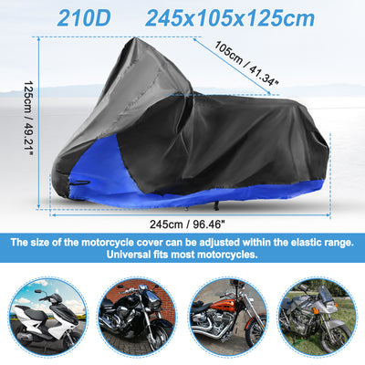 Harfington 2 in 1 Motorcycle Cover Rain Dust Motorbike Covers Protector for Harley Softail Slim Heritage StreetBob Low Rider S Nightster Dyna Cruisers Models Black Blue