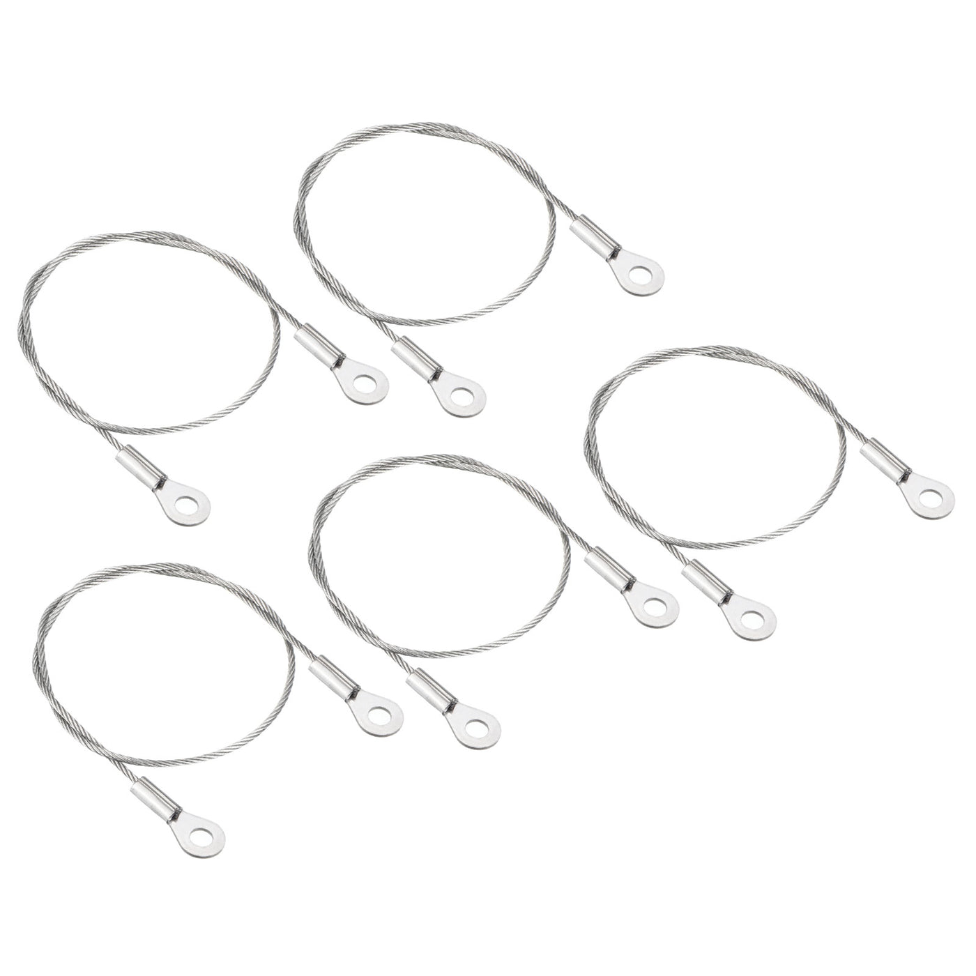 Harfington 1.5mm x 30cm Edelstahl Sicherheit Kabel 5Pack 4mm ID Ösen Abgeschlossen Sicherheit Draht Seil Gepäckschloß für Licht Außen Reise Silber