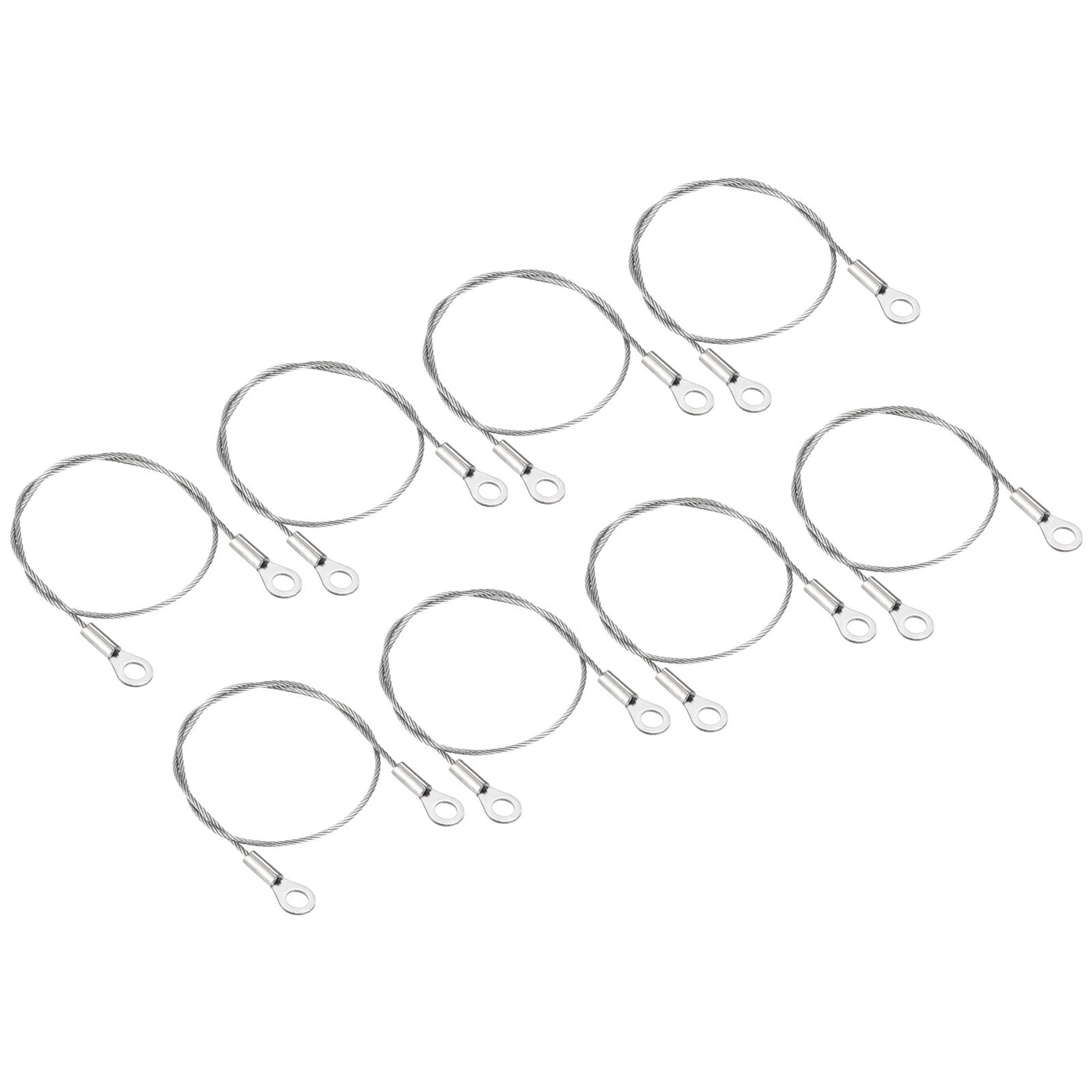 Harfington 1.5mm x 30cm Edelstahl Sicherheit Kabel 8Pack 5mm ID Ösen Abgeschlossen Sicherheit Draht Seil Gepäckschloß für Licht Außen Reise Silber