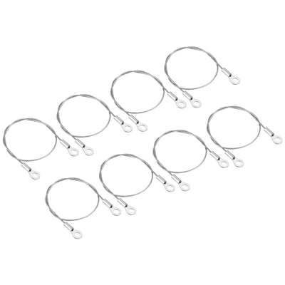 Harfington 1.5mm x 30cm Edelstahl Sicherheit Kabel 8Pack 5mm ID Ösen Abgeschlossen Sicherheit Draht Seil Gepäckschloß für Licht Außen Reise Silber