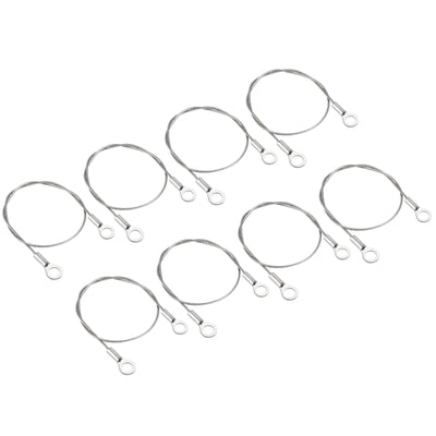 Harfington 1.5mm x 30cm Edelstahl Sicherheit Kabel 8Pack 6mm ID Ösen Abgeschlossen Sicherheit Draht Seil Gepäckschloß für Licht Außen Reise Silber