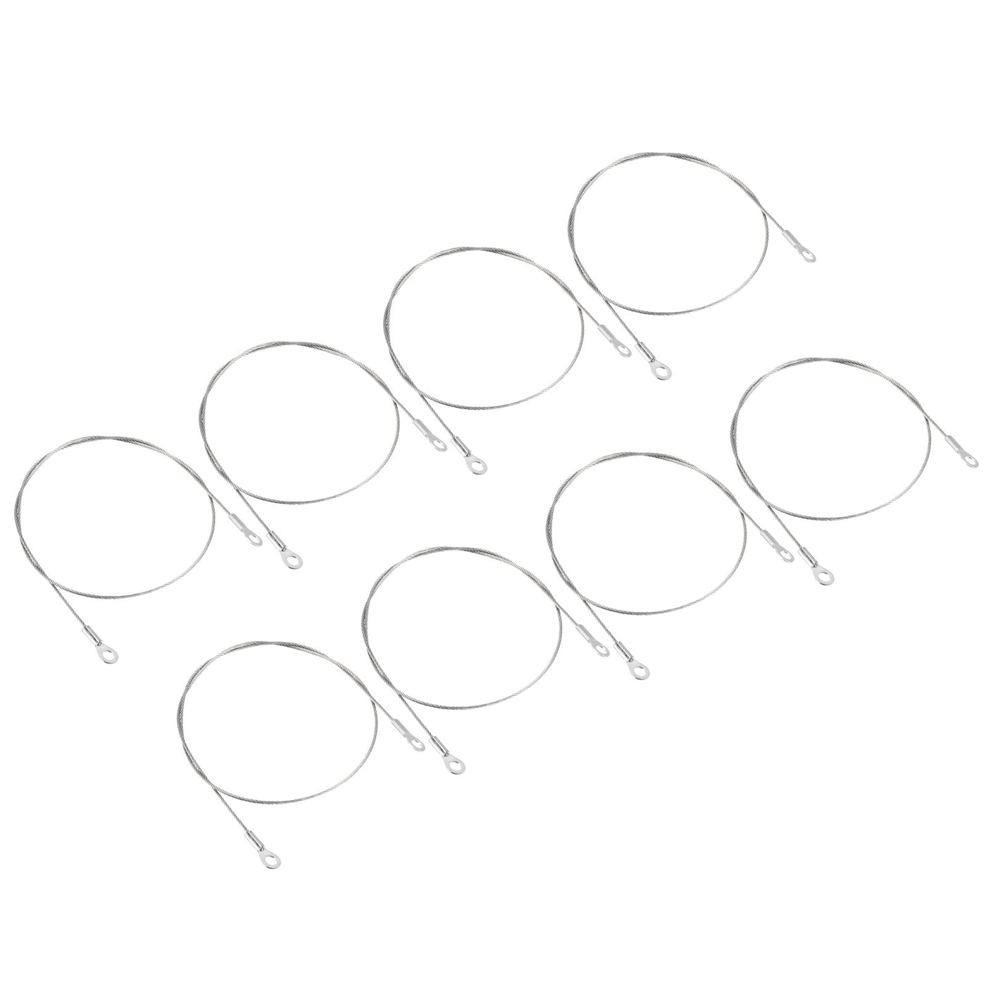 Harfington 1.5mm x 50cm Edelstahl Sicherheit Kabel 8Pack 5mm ID Ösen Abgeschlossen Sicherheit Draht Seil Gepäckschloß für Licht Außen Reise Silber