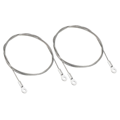 Harfington 1.5mm x 1m Edelstahl Sicherheit Kabel 2Pack 4mm ID Ösen Abgeschlossen Sicherheit Draht Seil Gepäckschloß für Licht Außen Reise Silber